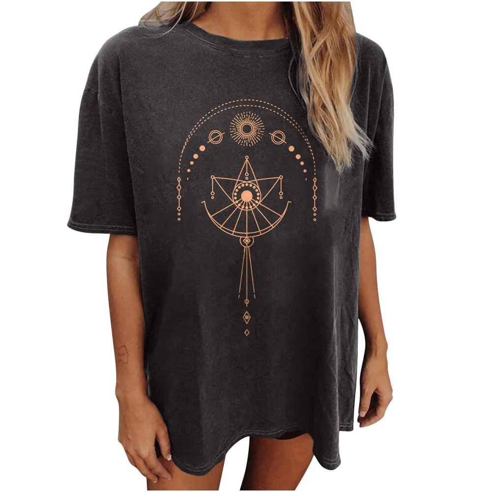 Western Halloween Shirts For Women Skeleton Graphic Tshirts Short Sleeve Grunge Clothes Oversized Loose Fitted Tops