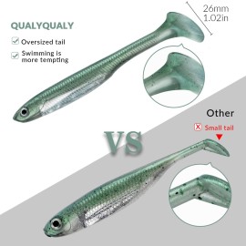 Qualyqualy Soft Plastic Swimbait Paddle Tail Shad Lure Soft Bass Shad Bait Shad Minnow Paddle Tail Swim Bait For Bass Trout Walleye Crappie 2.75In 3.14In 3.94In 5In