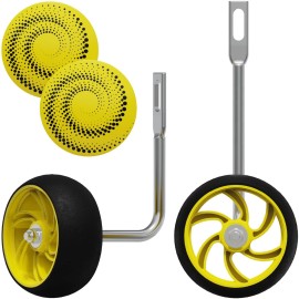 Ultraverse Kids Bike Training Wheels For 12 Inch Tire Size With Wide Silent Wheels - Only For Single Speed Bicycles - Great Trainer Stabilizers For Girls, Boys Bike - Yellow Kit