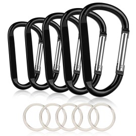 5Pcs 410Cm Carabiner Clip- Large Strong Caribeener Clips-D Ring Caribeaner Keychain