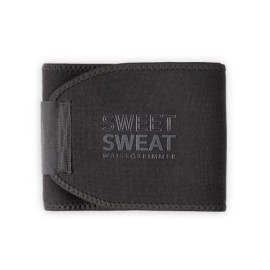Sweet Sweat Waist Trimmer For Women And Men - Sweat Band Waist Trainer Belt For High Intensity Training And Gym Workouts, 5 Adjustable Sizes Matte Black