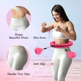 Yes4All Hula Smart Hoopsweighted Hula Hoop 28 Detachable Knots Size Adjustable Infinity Hoop For Weight Loss Abdomen Massage Burn Fat Body Shaping Exercise - Pink