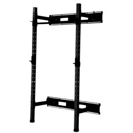 Hulkfit Pro Series 235A X 235A Steel Folding Wall Mounted Power Rack Cage With Attachment Accessories - J Hooks And Height Adjustable Pull Up Bar Black