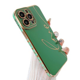 Skyseaco Compatible With Iphone 13 Pro Case Cute, Luxury Plating Love Letter Case For Women Girls, Soft Tpu Full Camera Shockproof Protective Case For Iphone 13 Pro 61 Inch (Green)