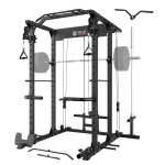 Major Lutie Power Cage With Barbell, Plm03 1400 Lbs Multi-Function Power Rack With Adjustable Cable Crossover System And More Training Attachment