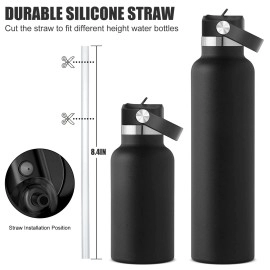 Standard Mouth Straw Lid For Hydroflask 24 21 18 Oz,Lid With Straws Fit For Hydro Flask And Other Water Bottles Sports Cap Top Replacement Accessories (Black-2Lids)