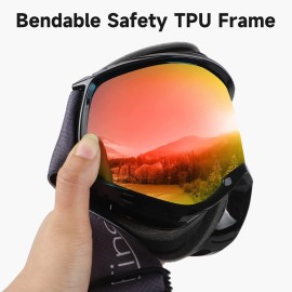 Findway Ski Goggles Otg - Over Glasses Snow Snowboard Goggles For Men Women Adult- Anti-Fog 100% Uv Protection Wide View