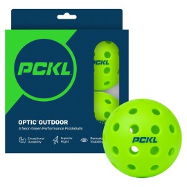 Pckl Optic Speed Pickleball Balls Indoor & Outdoor 4 Pack Of Balls Built To Usapa Specifications (Outdoor Neon Green)