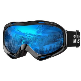 Outdoormaster Ski Goggles Otg - Over Glasses Ski/Snowboard Goggles For Men, Women & Youth - 100% Uv Protection (Blackframe Revobluelens Vlt16%)
