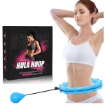 Weighted Hula Hoop - Premium Auto Spinning Hoop Detachable Smart Hoops Detachable Ring - 360 Degree Spinning Ball With Weight For Adult Fitness Exercise (Blue)
