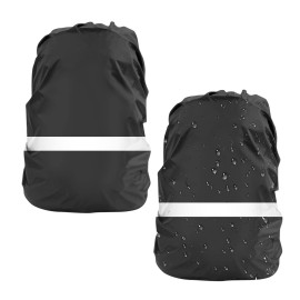 Lama 2 Pack Waterproof Rain Cover For Backpack, Reflective Rucksack Rain Cover For Anti-Dustanti-Theftbicyclinghikingcampingtravelingoutdoor Activities (2 Pcs Black, M)
