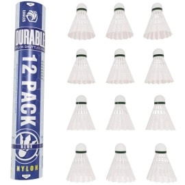 White Badminton Birdies - Nylon Feather Bedminton Shuttlecocks - Plastic Birdie Ball Set For Indoor & Outdoor Matches - Baseball Practice Highly Stable & Durable Shuttle Cocks For Racket Games