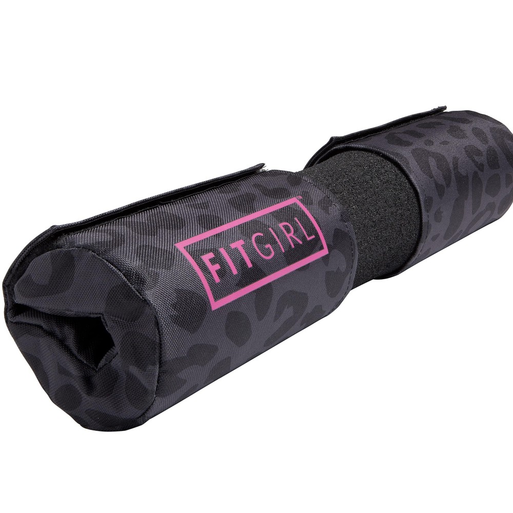 Fitgirl - Squat Pad And Hip Thrust Pad For Leg Day, Barbell Pad Stays In Place Secure, Thick Cushion For Comfortable Squats Lunges Glute Bridges, Olympic Bar And Smith Machine (Black Leopard)