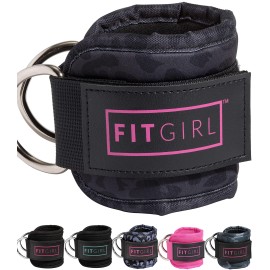 Fitgirl - Ankle Strap For Cable Machines And Resistance Bands, Work Out Cuff Attachment For Home & Gym, Booty Workouts - Kickbacks, Leg Extensions, Hip Abductors, For Women (Black Leopard, Pair)