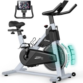Pasyou Exercise Bike Stationary Bike Indoor Cycling Bike Ultra-Silent Stationary Bikes For Home Magnetic Exercise Bikes For Home Indoor Bike With Lcd Monitor Ipad Holder Cycle Bikes For Exercise Grey