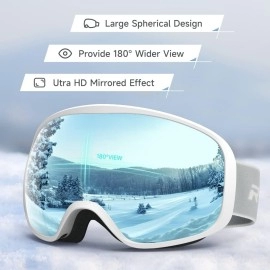 Rioroo Ski Goggles Snowboard Goggles For Men Women Adults Youth,Over Glasses Otg/100% Uv Protection/Anti-Fog/Wide Vision