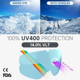 Rioroo Ski Goggles Snowboard Goggles For Men Women Adults Youth,Over Glasses Otg/100% Uv Protection/Anti-Fog/Wide Vision