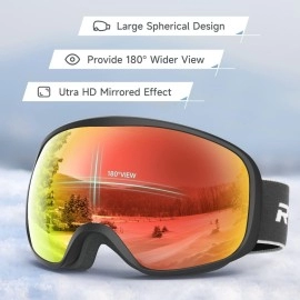 Rioroo Ski Goggles Snowboard Goggles For Men Women Adults Youth,Over Glasses Otg/100% Uv Protection/Anti-Fog/Wide Vision