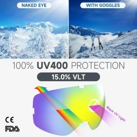 Rioroo Ski Goggles Snowboard Goggles For Men Women Adults Youth,Over Glasses Otg/100% Uv Protection/Anti-Fog/Wide Vision