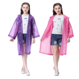 Yunlovxee 2 Pack Raincoat For Kids - Reusable Rain Ponchos With Hood, Waterproof Eva Rain Coats Jackets For 6-14 Boys Girls