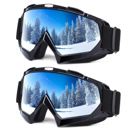 Braylin Adult Ski Goggles, 2-Pack Snowboard Goggles For Youth, Teens, Men Women, Wide View Snowmobile Goggles