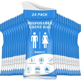 Dibbatu Urine Bag, 24 Pcs 800Ml Disposable Urinal Bag For Travel, Emergency Portable Pee Bag And Vomit Bags, Unisex Urinal Bag As Toilet Bag Suitable For Camping, Traffic Jams, Pregnant, Patient, Kids