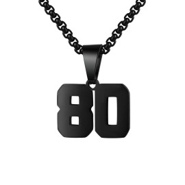 Number Necklaces Personalized Necklaces Black Initial Number Pendant Stainless Steel Chain Movement Necklaces For Men Women (80)