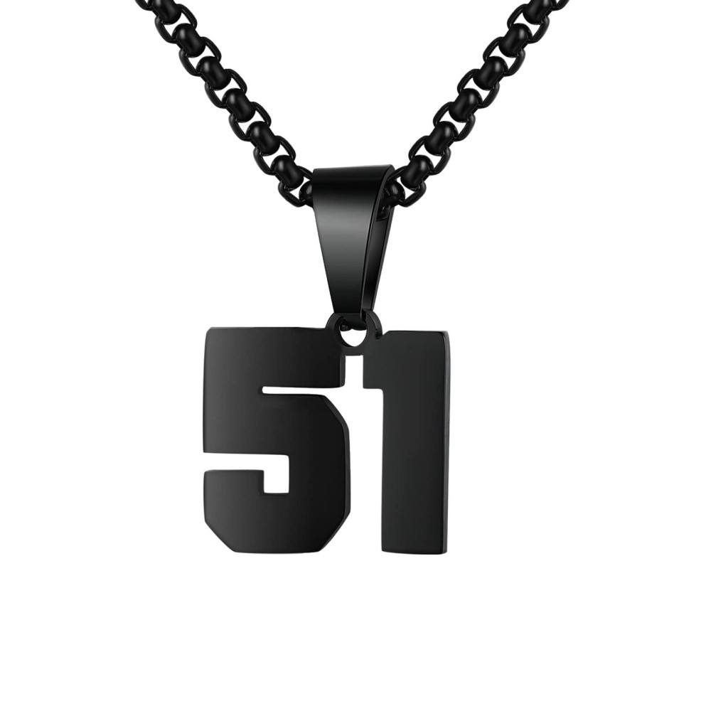 Number Necklaces Personalized Necklaces Black Initial Number Pendant Stainless Steel Chain Movement Necklaces For Men Women (51)
