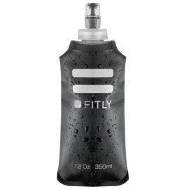 Fitly Soft Flask - 12 Oz (350 Ml) - Shrink As You Drink Soft Water Bottle For Hydration Pack - Folding Water Bottle Ideal For Running, Hiking, Cycling, Climbing & Rigorous Activity (F3B)