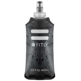 Fitly Soft Flask - 13.5 Oz (400 Ml) - Shrink As You Drink Soft Water Bottle For Hydration Pack - Folding Water Bottle For Running & Hiking - Portable Water Flask - Running Water Bottle (F4B)