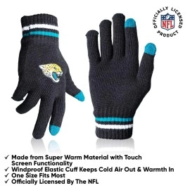 Ultra Game Nfl Mens Womens Super Soft Winter Beanie Knit Hat With Extra Warm Touch Screen Gloves, Jacksonville Jaguars, Team Color 1, One Size