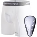 Coolomg Men Sliding Shorts With Protective Cup Baseball Football Lacrosse Field Hockey White M