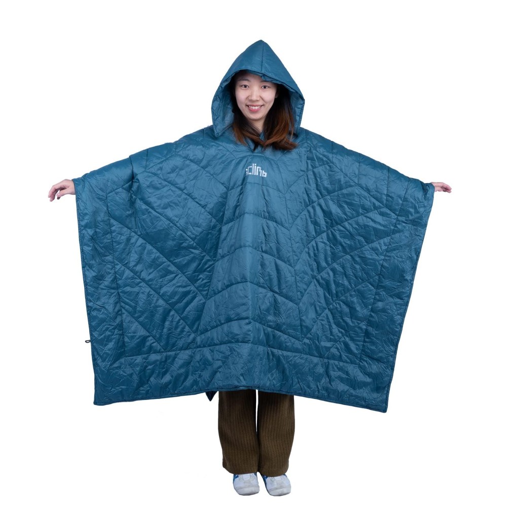 Iclimb Hooded 3M Thinsulate Insulation Warm Camping Blanket Wearable Poncho Ultralight Compact (Blue)