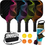 Pickle-Ball-Paddle-Set Of 4 With Balls, Racket Bag, Waist Ball Holder Fiberglass Pickleball Paddle Set For Adults, Kids Dinkhiiro Pickleball Racquets And Accessories Pickle-Ball Equipment