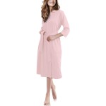 Ny Threads Luxurious Women Knit Robe Kimono Cotton Blend Bathrobe Ladies Loungewear Sleepwear (Medium, Baby Pink)