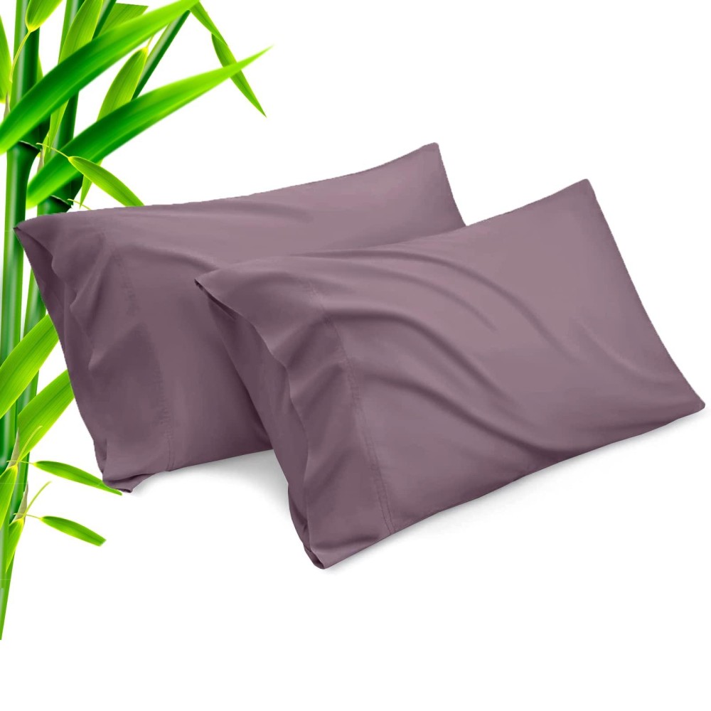 Bamboo Pillow Cases King Size 2 Pack, Greish Purple Cooling Pillowcases With Envelope Closure, Cool Breathable Pillow Case For Hot Sleepers And Night Sweats, 20X40 Inches