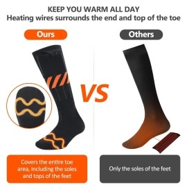 RELIRELIA Heated Socks, Rechargeable Heated Socks with APP Control for Men Women Feet Warmer for Winter Hunting Fishing Winter Skiing Outdoors Battery Included, XL-Orange