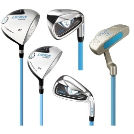 Lazrus Golf Premium Kids Golf Clubs Set Or Individuals For Boys Or Girls - Junior Golf Clubs - Driver, Fairway Wood, 7 Iron, Pw, Putter - Blue Or Pink (Blue, Rh Pw Iron Single (Age 2-5))