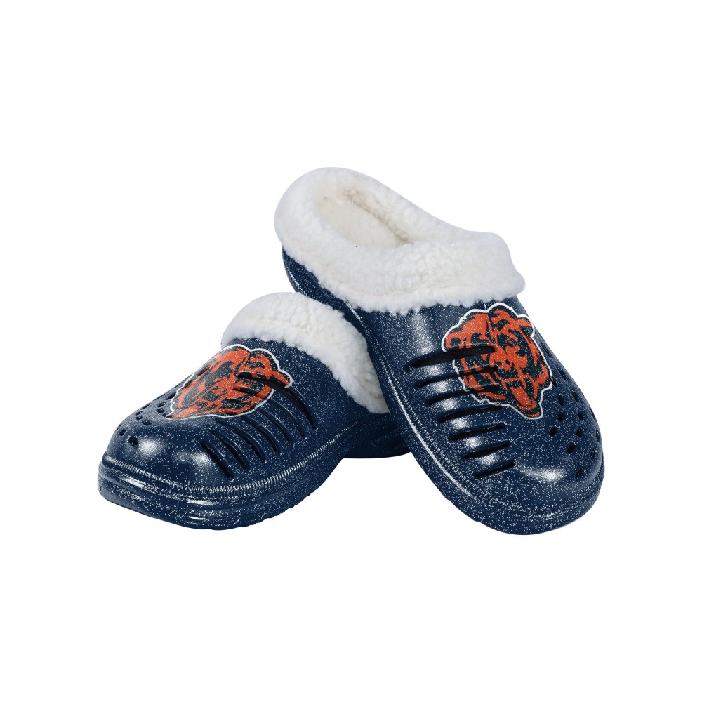 Chicago Bears NFL Womens Sherpa Lined Glitter Clog - M
