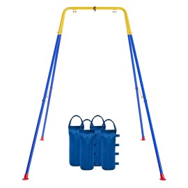 Funlio Foldable Swing Stand For Kids With 4 Sandbags, Heavy Duty Metal A-Frame Indooroutdoor For Backyard, Suitable Most Toddlerbaby Jumperhammock Chair