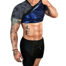 Fuxert Sauna Shirt For Men Sweat Sauna Suit For Gym Exercise Compression Shirt Workout Shapewear (Cmgy 3Xl)