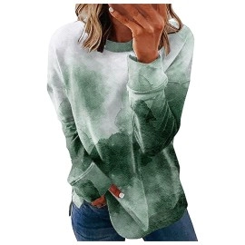 Inesver Sweatshirts For Women 2022 Casual Crew Neck Cute Pullover Tops Oversized Sweatshirt Long Sleeve Side Split Shirt