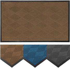 Ecomills Deluxe Diamond Entrance Door Mat, X-Large Heavy Duty Absorbent Rubber Rug, Brown, 3A X 5A Feet