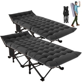 Aboron 2Pack Folding Camping Cots For Adults, Double Layer 1200D Cot For Sleeping, Heavy Duty Guest Bed Cot With Mattress, Carrying Bag, Home Guest Camping Office Vacation Nursing