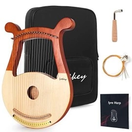 Lyre Harp, Lotkey 19 Metal Strings Harp Iron Saddle Solid Spruce Board Lyre Harp With Tunning Wrench, Extract Strings, Manual And Gig Bag