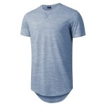 Letaotao Mens Workout Shirts Hipster Slim Fit T-Shirts Longline Drop Cut Gym Muscle Tee Bluewhite