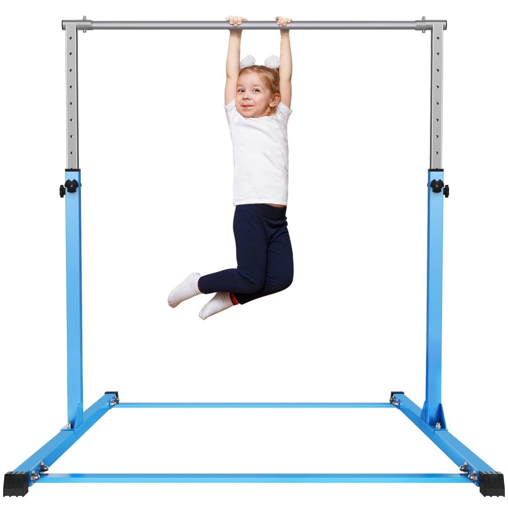 Safly Fun Gymnastics Bar For Kids Ages 3-15 For Home - Steady Steel Construction, Anti-Slip, Easy To Assemble, 3 To 5 Adjustable Height