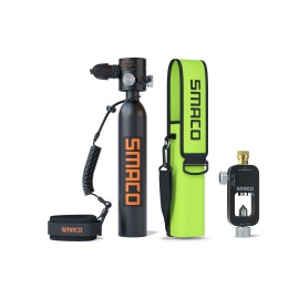 Smaco Mini Scuba Tank 05L Handheld Mini Diving Tank With Dot Marked Reusable Scuba Pony Bottle With 5-10 Minutes Backup Air Diving Cylinder For Underwater Exploration Emergency Rescue S300 Plus E