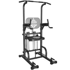 Sportsroyals Power Tower Pull Up Dip Station Assistive Trainer Multi-Function Home Gym Strength Training Fitness Equipment 440Lbs