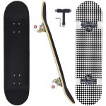 CAPARK Skateboards for Beginners Adults Youths Teens Kids Girls Boys 31 Inch Pro Complete Skate Boards 7 Layer Canadian Maple Double Kick Concave Longboards (Checker)